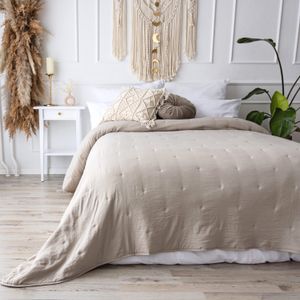 CalmyHOME Tagesdecke Bett Bettüberwurf Beige 240x260cm Sofaüberwurf