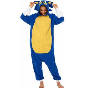 Herren Damen Sonic The Hedgehog One-Piece Hooded Pyjama Anime Winter Cosplay Kostüm Schlafanzug Gr. S