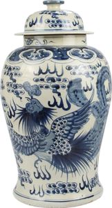 Fine Asianliving Chinesische Deckelvase Blau Weiß Porzellan Handbemalt Drachen Phönix D27xH47cm Dekorative Vase Blumenvase Orientalische Keramik Vase Dekoration Vase Moderne Tischdekoration Vase