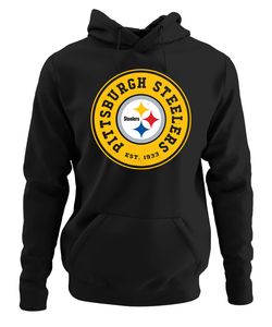 Pittsburgh Steelers - American Football NFL Super Bowl Kapuzenpullover Hoodie, Schwarz, L, Vorne