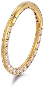 Karisma Vergoldet Titan G23 Hinged Segmentring Charnier/Conch Septum Clicker Ring Piercing Ohrring Zirkonia Stärke 1,2mm - (Durchmesser) - 10mm