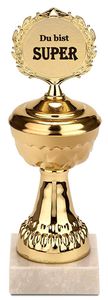 BRUBAKER Pokal - goldene Trophäe mit Marmorsockel - Geschenkidee - Motiv: Du bist super