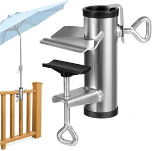 Balkon Schirmständer Schirmhalter Sonnenschirmhalter Universal Sonnenschirm Metall Silber