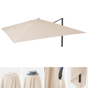 Ersatz-Bezug für Luxus-Ampelschirm MCW-A96, Sonnenschirmbezug Ersatzbezug, 3x3m (Ø4,24m) Polyester 2,7kg  creme