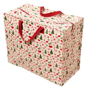 Rex London - XXL Riesentasche, Aufbewahrungstasche mit Reißverschluss - 50s Christmas  Design