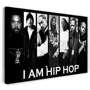 Leinwandbild (120x80cm): Hip Hop Legends Kollage Tupac 2Pac Shakur, Ice Cube, Snoop Dogg, Dr. Dre, echter Holz-Keilrahmen inkl. Aufhänger, handgefertigt in Deutschland