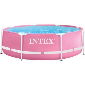 INTEX 28292GN - Pink Metal Frame Pool (244x76cm) inkl. Filterpumpe Swimmingpool Planschbecken
