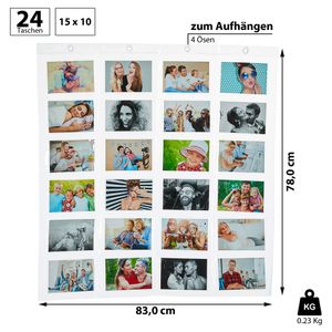 Fotovorhang mit 24 Taschen für 15x10 Bilder Querformat Fotohalter Bildervorhang