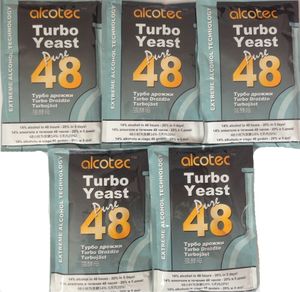 5 x Alcotec 48 Pure Turbo Super Hefe-Packungen, mit 20% Alkoholgehalt