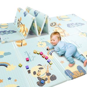 Caroma Baby Spielmatte faltbar, Krabbelmatte aus XPE Material, Kinderteppich doppelseitig, 200 x 180 x 1 cm, blau