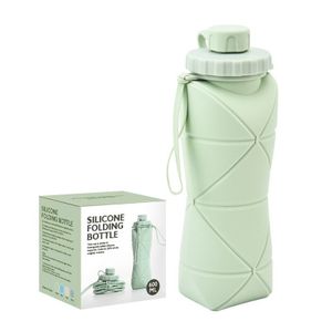 Trinkflasche Faltbare Flexible Sport Wasserflasche Sportflasche 600ml BPA Frei , Grün