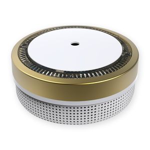NEMAXX® Rauchmelder M1-Mini – Sensibler Feuermelder mit 10 Jahre Lithium Batterie–Brandmelder DIN EN 14604 - Smoke Detector mit Befestigungspad – Gold