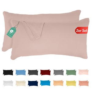 Jersey Kissenbezug 2er Set 40x80 cm 100% Baumwolle Puderrosa