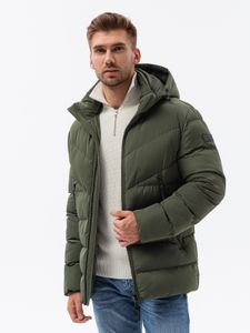 Ombre Clothing Pánská zimní bunda Volkmar tmavě zelená S