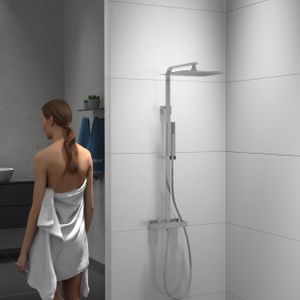 Sprchový systém SCHÜTTE SUMBA, nerezová dešťová sprcha s termostatickou sprchovou armaturou, chrom