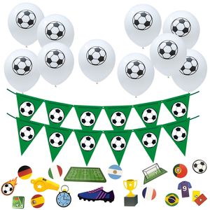 Oblique Unique Fußball Deko Set für WM Motto Party Kinder Geburtstag - 10x Ballons + Wimpel Girlande + 18x Konfetti