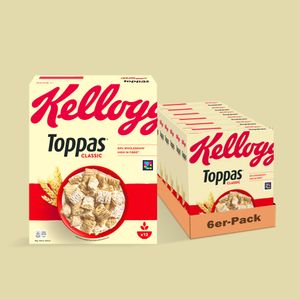 Kellogg's Toppas (6 x 500 g) – knusprige Vollkorn-Cerealien – reich an Ballaststoffen – natürlicher Genuss ohne künstliche Farb- und Aromastoffe