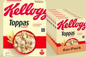 Kellogg's Toppas (6 x 500 g) – knusprige Vollkorn-Cerealien – reich an Ballaststoffen – natürlicher Genuss ohne künstliche Farb- und Aromastoffe