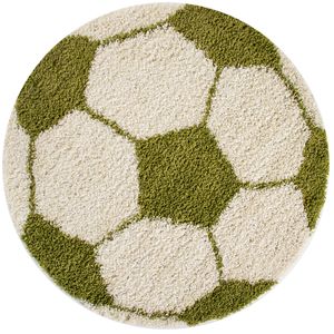 Kinderteppich Rund Fußball Design Teppich Kinderzimmer Spielteppich Flauschig, Grösse:100 cm Rund