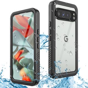 Für Google Pixel 9 Pro XL Wasserdicht Hülle 360 Grad Schutz Outdoor Rundumschutz IP68 er Ganzkörperschutz, Unterwasserschutzhülle Schwarz