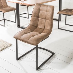 riess-ambiente Design Freischwinger Stuhl MIAMI taupe braun Microfaser Metallgestell matt schwarz Esszimmerstuhl Essstuhl
