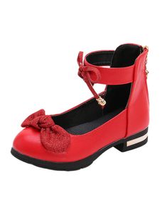 Mädchen Weiche Sohle Mode Sandaletten Zurück Reißverschluss Flats Bowknot Prinzessin Schuh Rot,Größe:EU 26