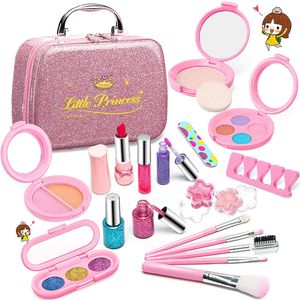 Kinderschminke mädchen, Waschbar Make up Spielzeug für Mädchen Kinder Nagellacke mit Koffer für Mädchen, waschbar sicher ungiftig echt kosmetisches