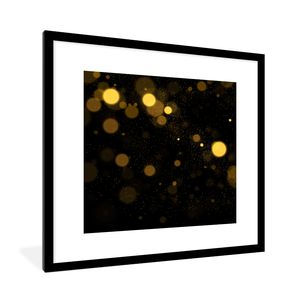 MuchoWow® Gerahmtes Poster Gold - Abstrakt - Luxus - Schwarz 40x40 cm - Poster mit Schwarzem Bilderrahmen Wandposter Rahmen Foto Bilder - Poster - Plakat im Rahmen