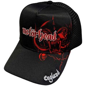 Motorhead - "England" Baseball Cap Mesh Back pre mužov/ženy Unisex RO10127 (One Size) (Black/Red/White)