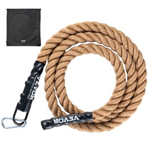 VEVOR horolezecké lano fitness tréningové lano telocvičňa, dĺžka 3,05 m, priemer 38,1 mm, tréningové lano, jutové viacúčelové lano, 227 kg, horolezecké cvičenia, silový tréning pre horolezectvo, kempovanie