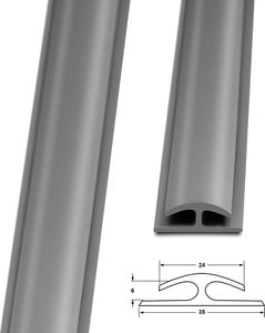 Doppeleinfassleiste Jersey Übergangsprofil Selbstklebende Rückseite 24x35 mm Grau Länge: 1 m