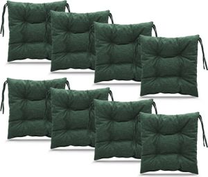 Mg Design sada 8 vankúšov na stoličku 40x40 cm zelená - vankúš na stoličku s popruhmi, prešívaný vankúš, podlahový vankúš - vankúš na sedenie pre záhradnú stoličku, na vnútorné a vonkajšie použitie