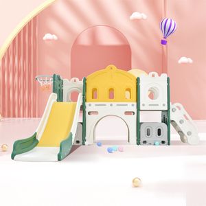 Fortuna Lai Rutsche 6 in 1 Kinderrutsche, (Set, mit Klettern, Bohrspiel, Stauraum, Spielgang und Basketballrahmen), Kletterspielzeug für Kinder, Hergestellt aus HDPE