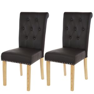 sada 2 jídelních židlí Chesterfield II, židle kuchyňská židle, nýty  Imitace kůže, káva, světlé nohy