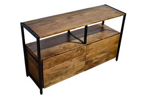 Sideboard Kommode Akazie 110x35x65 cm nussbaumfarben Nagar III