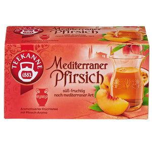 Teekanne Mediterraner Pfirsich 20 Beutel Aromatischer Tee Natürlish Kräutertee 1 Packung