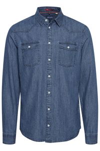 Blend BHNANTES Herren Freizeithemd Hemd Jeans-Look in Washed-Out Optik reine Baumwolle