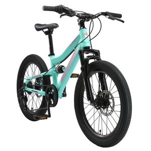 BIKESTAR Kinder Fully Mountainbike 20 Zoll ab 6 Jahre | 7 Gang Shimano, Scheibenbremsen | Mint