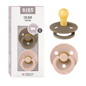 BIBS Beruhigungssauger Schnuller Hevea Kautschuk Naturform 0-6 Blush and Dark Oak 2 Stück