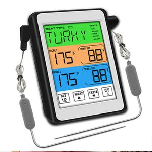 Fleischthermometer, Digitales Grill-Thermometer Bratenthermometer Ofenthermometer Mit 2 Sonden Küchenthermometer Barbecue Smoker Grillthermometer Mit LCD-Display Thermometer 8 Fleischwahlen