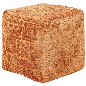 BELIANI Pouf Goldbraun Viskose und Polyester 50 x 50 cm mit EPS-Perlen Quadratisch Persisches Muster Modern Boho Bodenkissen Sitzpouf Sitzmöbel Indoor