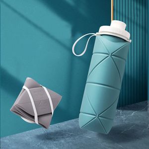 600ml Faltbare Wasserflasche Auslaufsicheres Silikon Tragbare Wasserflaschen Für Reisen Camping Wandern Draussen, Grün