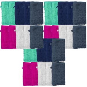 30 Stück Waschhandschuhe Frottier, 16x21cm, 100% Baumwolle, uni, einfarbig, Karo Muster