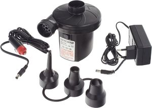 Smartfox Elektrische Kfz-Luftpumpe 50W | 12V/230V | Elektropumpe und Gebläsepumpe | 3 Adapteraufsätze | Farbe: schwarz