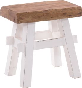 HOLZ HOCKER "VINTAGE 40" | Hartholz, 43x45 cm (HxB) | Sitzhocker | Farbe: 06 weiß-landhaus
