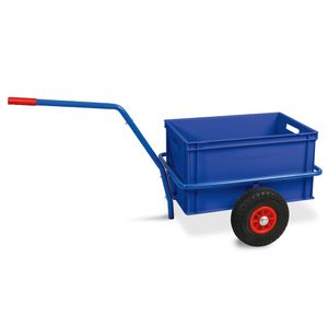 Handwagen mit Kunststoffkasten, H 320 mm, blau, LxBxH 1250x640x660 mm,Trg 200 kg