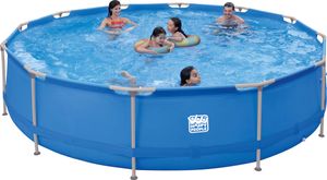 Happy People Stahlrahmenpool 420 x 84 cm rund im Set blau