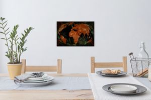 Wandtattoo Wandsticker Wandaufkleber Weltkarte - Pflanzen - Globus 30x20 cm Selbstklebend und Repositionierbar