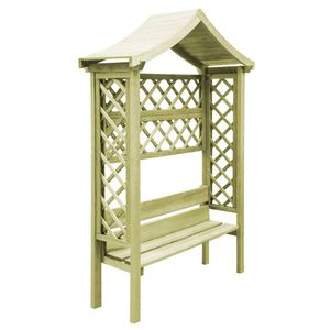 Hommie Gartenpergola mit Dach und Bank Kiefernholz Imprägniert