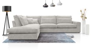 MEBLITO Sofa Big Sofa Ecksofa Haidi L- Form Funktionssofa Wohnlandschaft Design Couch Links Hellgrau (Lincoln 83)